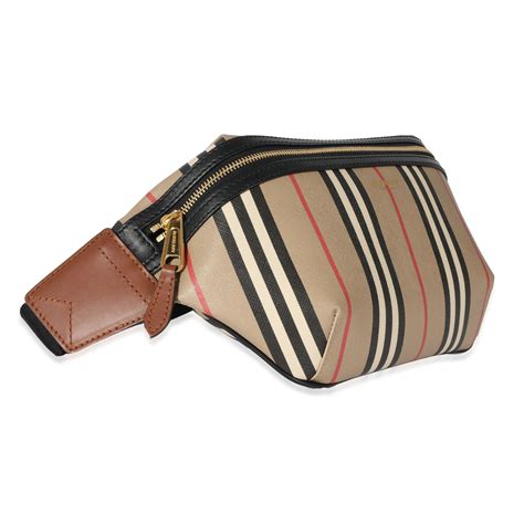 burberry sonny icon stripe e-canvas belt bag|BURBERRY E.